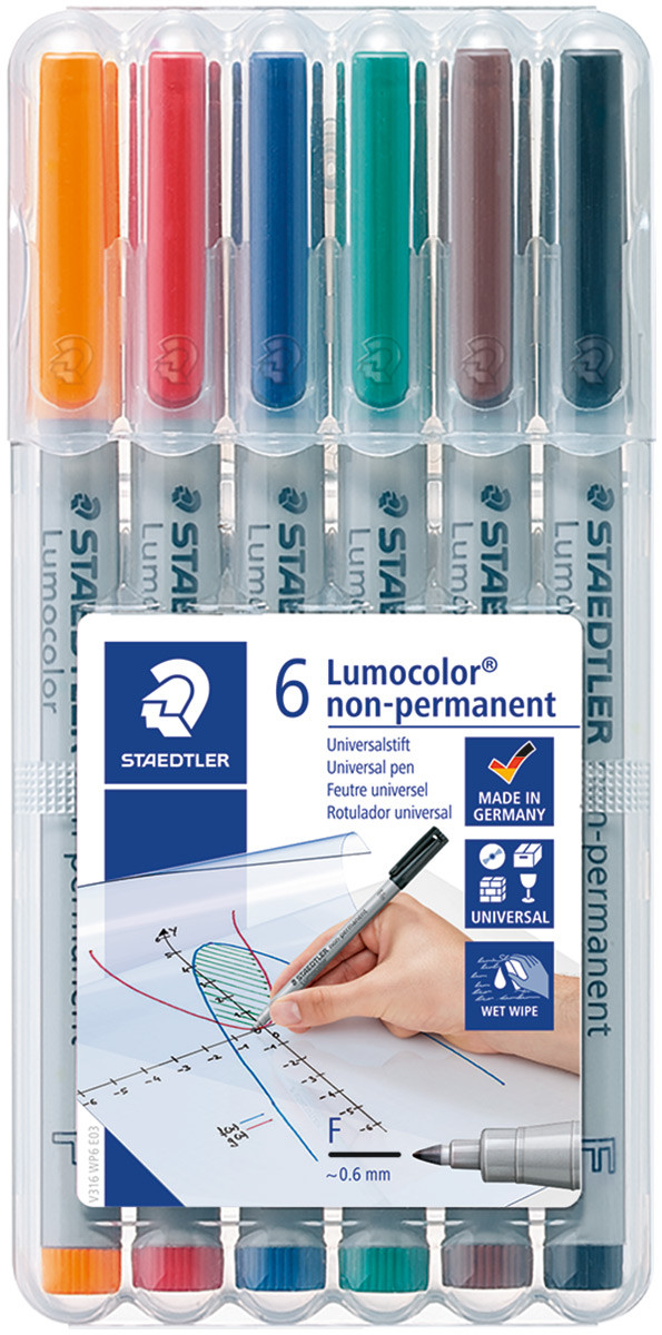 Staedtler Lumocolor Nonpermanent Pen - Fine - Assorted Colours (Pack of 6)