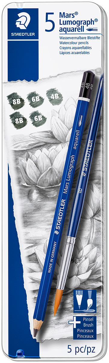 Staedtler Mars Lumograph Aquarell Pencils - Assorted Degrees (Tin of 6)