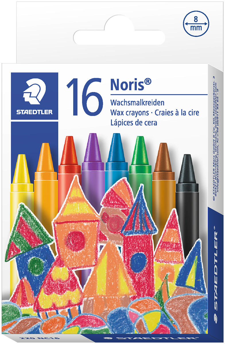 Staedtler Noris Club Wax Crayons - Assorted Colours (Pack of 16)