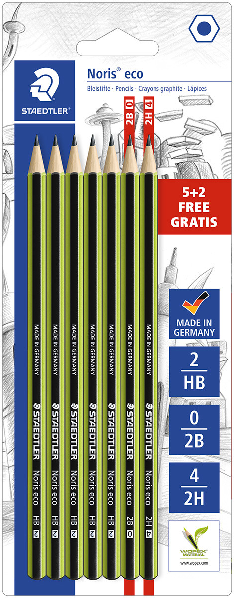 Staedtler Noris Eco Pencils - Assorted Degrees (Blister of 7)
