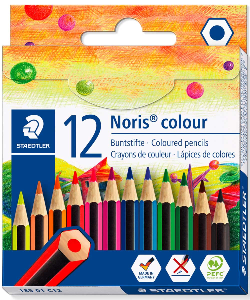 Staedtler Noris Half Length Colouring Pencils - Assorted Colours (Pack of 12)