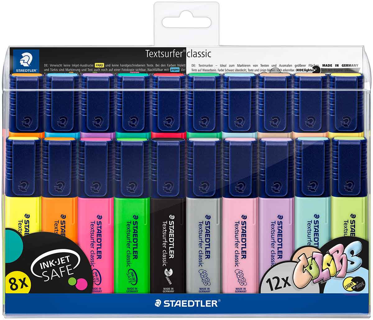 Staedtler Textsurfer Classic Highlighters - Assorted Colours (Wallet of 20)