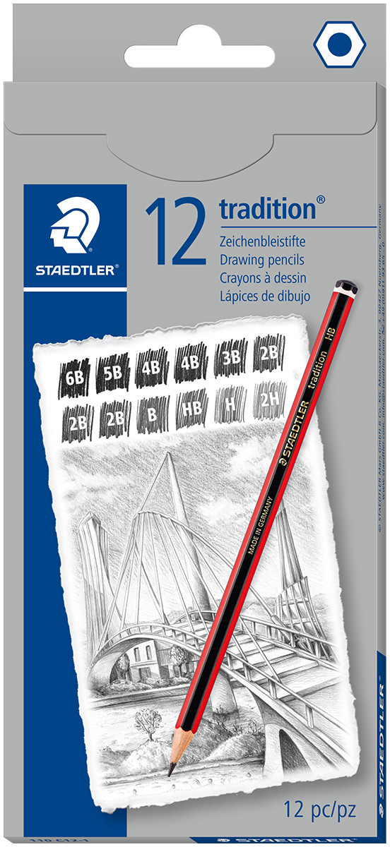 Staedtler Tradition Sketching Pencil Set - Assorted Degrees (Pack of 12)