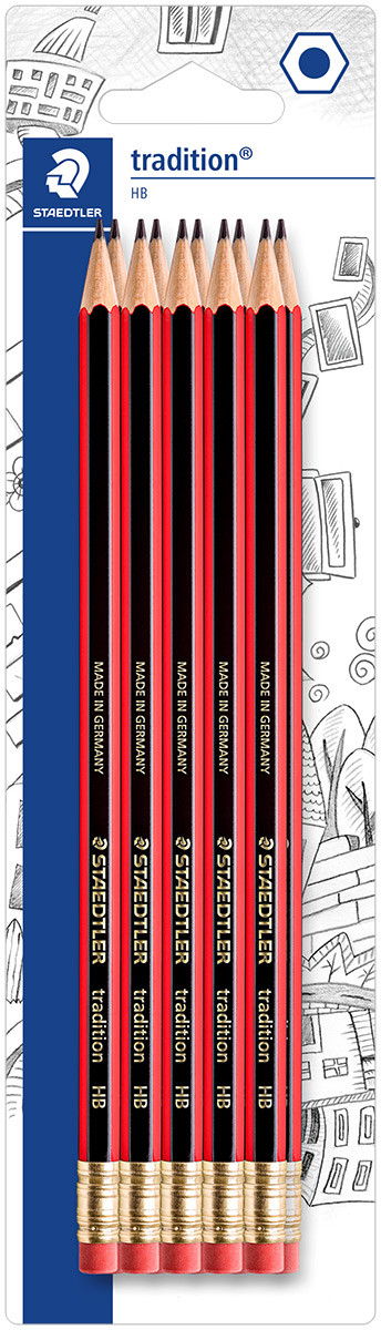 Staedtler Tradition Pencil with Eraser Tip (Blister of 10)
