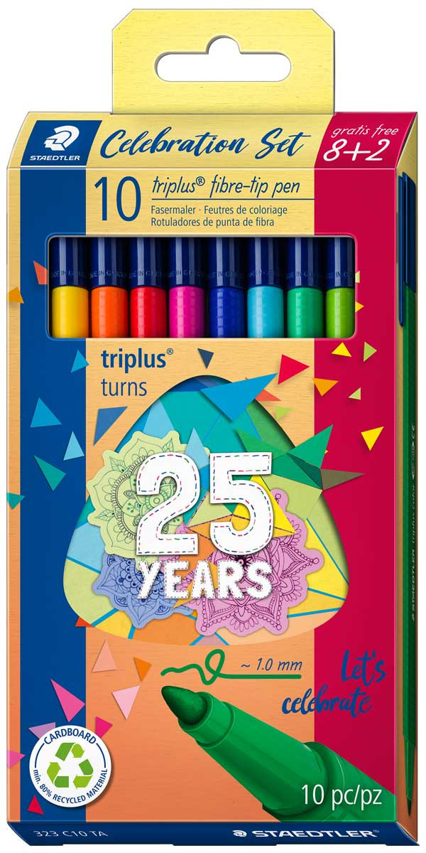 Staedtler Triplus Fibre Tip Pens - 25th Anniversary Set (Pack of 10)