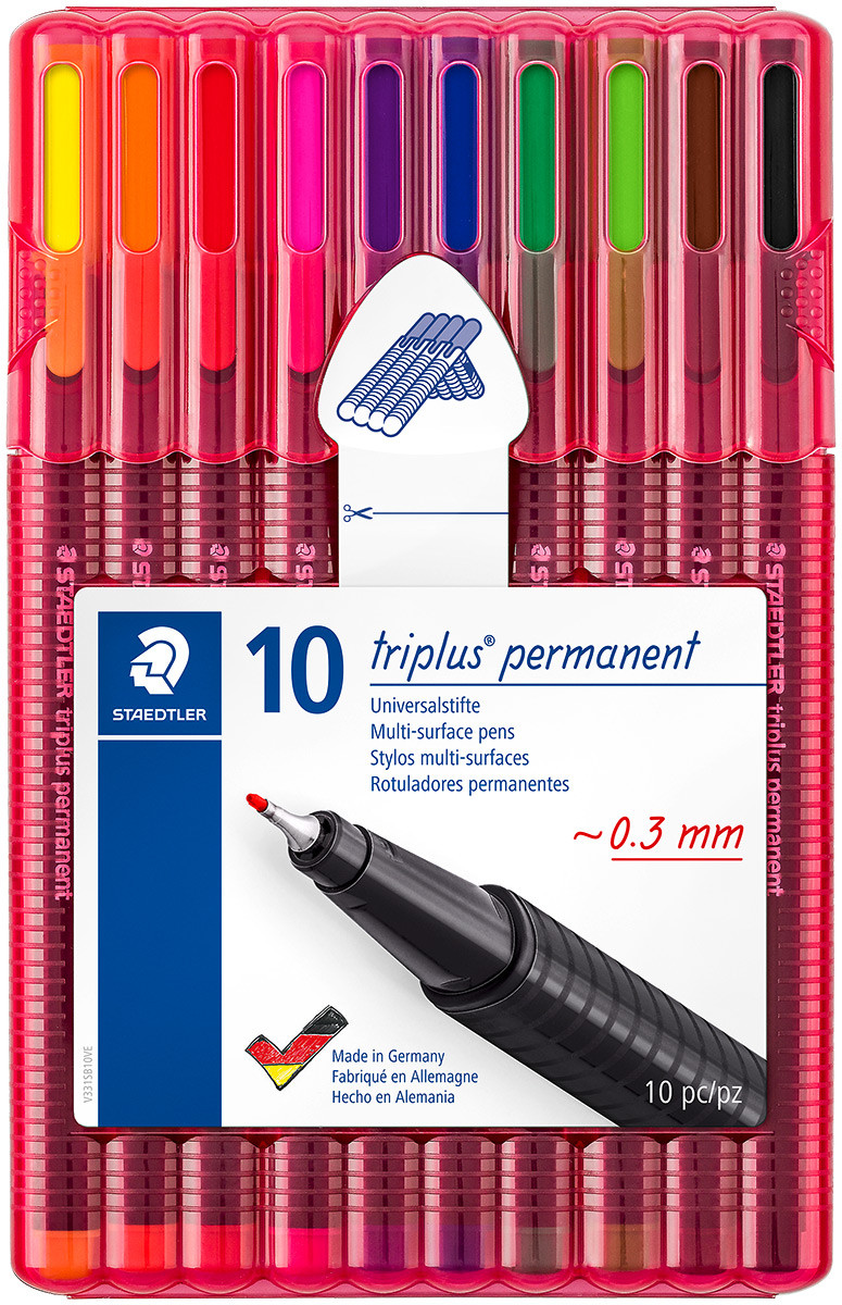 Staedtler Triplus 0.3mm Fineliner Set 10 Piece, Pens