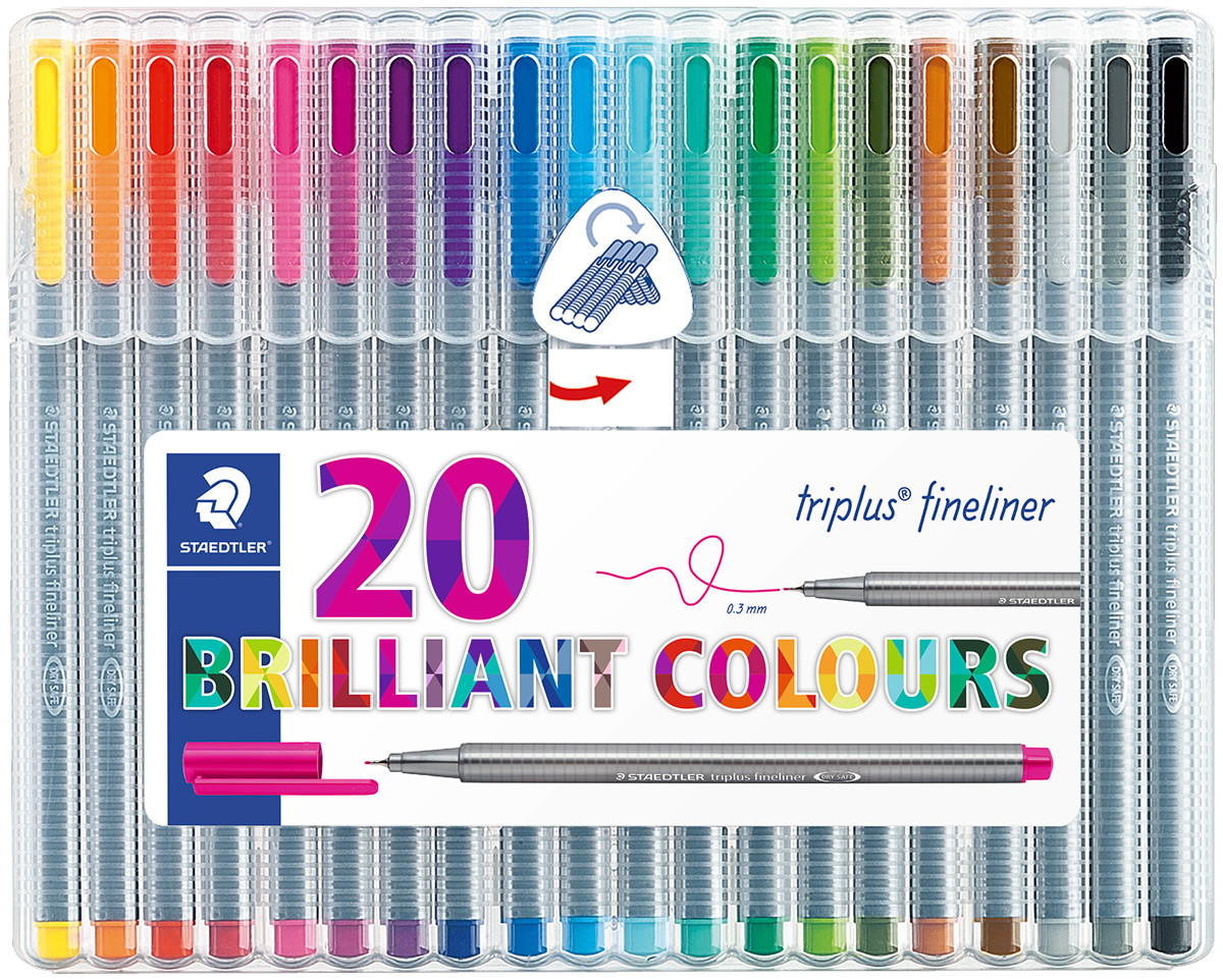 Staedtler Triplus Fineliner .3 mm Colored Pens- set of 20 — Two Hands  Paperie