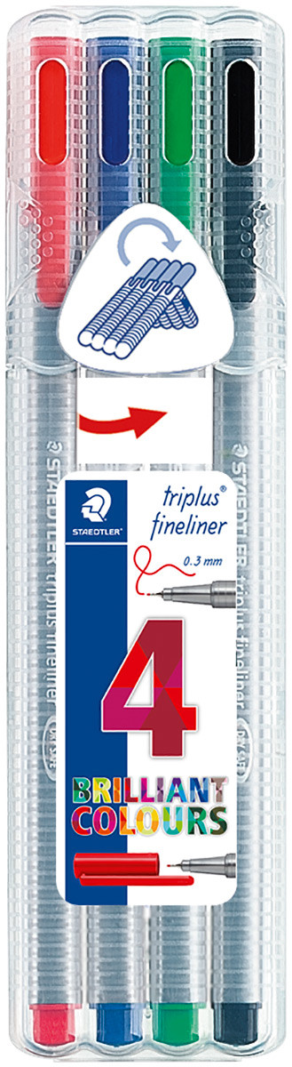 Staedtler Triplus Fineliner Pen - Office Colours (Pack of 4)