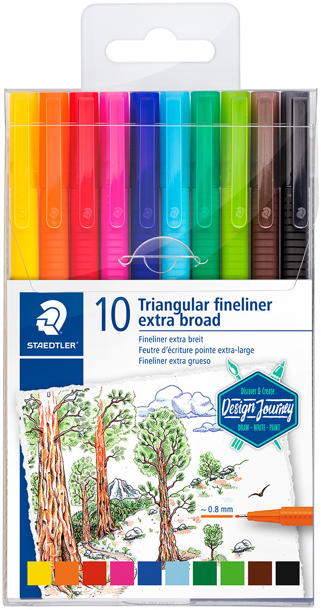 Staedtler Triplus Fineliner Pens - Extra Broad - Assorted Colours (Pack of 10)