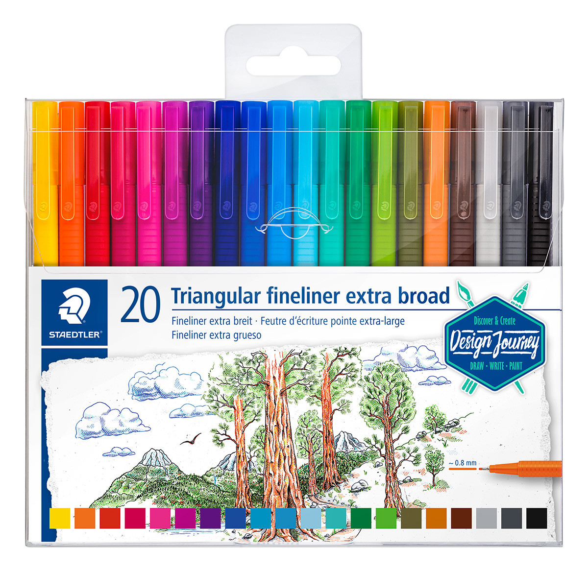 Staedtler Triplus Fineliner Pens - Extra Broad - Assorted Colours (Pack of 20)