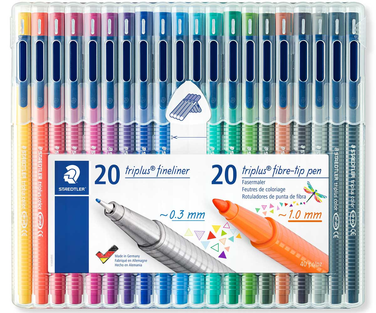 Staedtler Triplus Pen Set - Assorted Colours (Pack of 40)