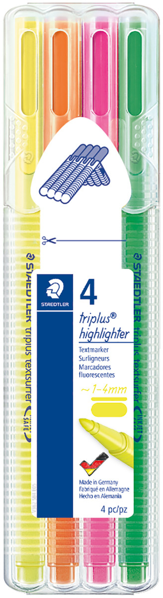 Staedtler Triplus Textsurfer Highlighter - Assorted Colours (Pack of 4)