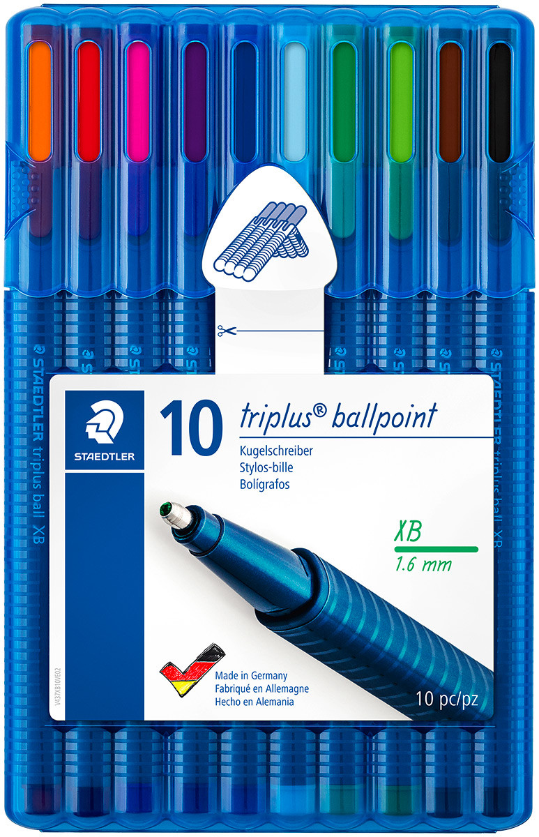Staedtler Triplus Ballpoint Pen - Extra Broad - Assorted Colours (Wallet of 10)