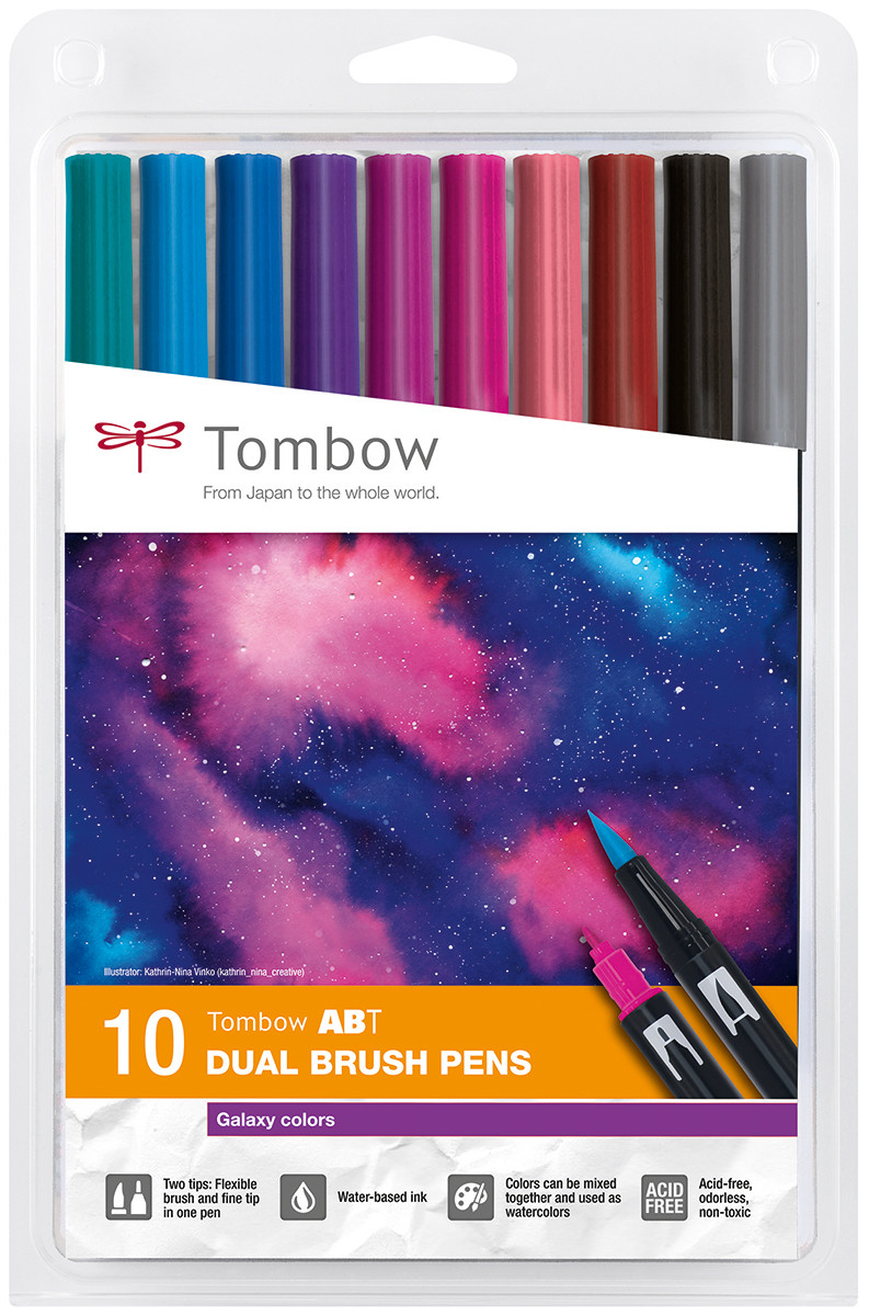 Tombow ABT Dual Brush Pens - Galaxy Colours (Pack 10)