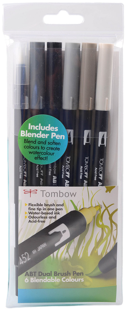 Tombow ABT Dual Brush Pens - Grey Colours (Pack of 6)