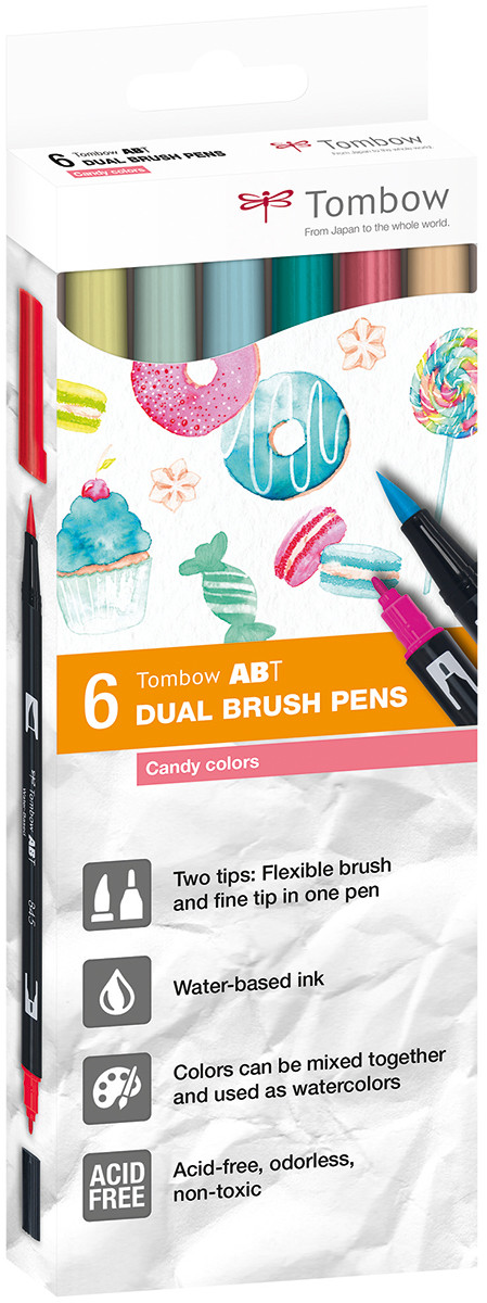 Tombow Abt Dual Brush Pen Candy Colours | Set of 6