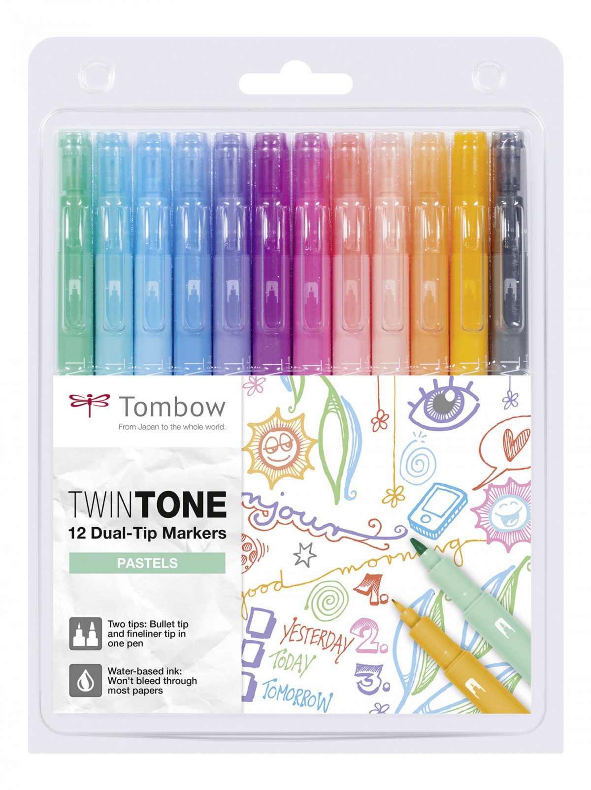 Tombow TwinTone Dual Tip Markers - Pastel Colours (Pack of 12)