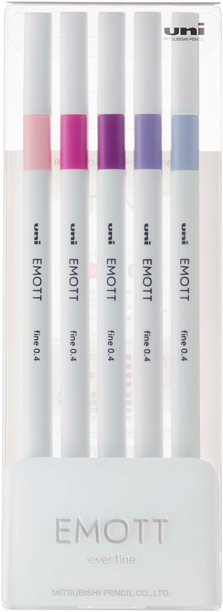 Uni-Ball PEM-SY Emott Fineliner Pens - Floral Colours (Pack of 5)