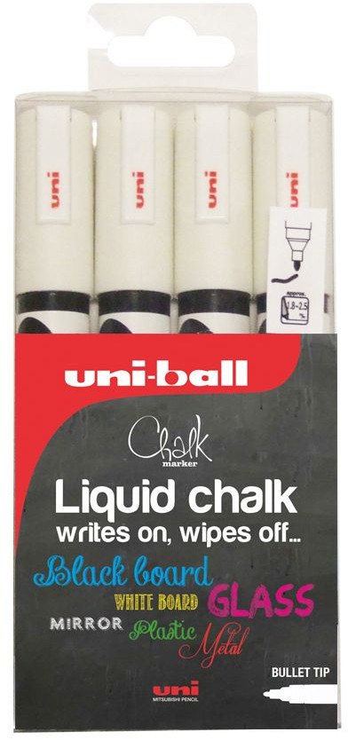 uni-ball Chalk Marker Bullet Tip Medium White (Pack 4) - 153494342