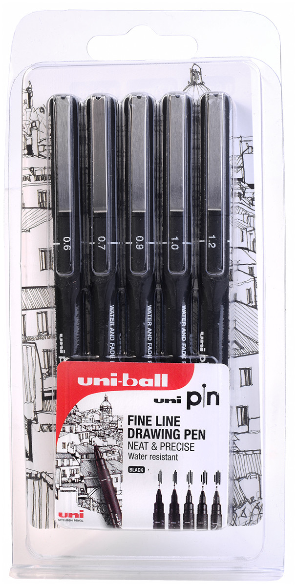 Uni-Ball Pin Drawing Pens - 0.6mm, 0.7mm, 0.9mm, 1.0mm, 1.2mm