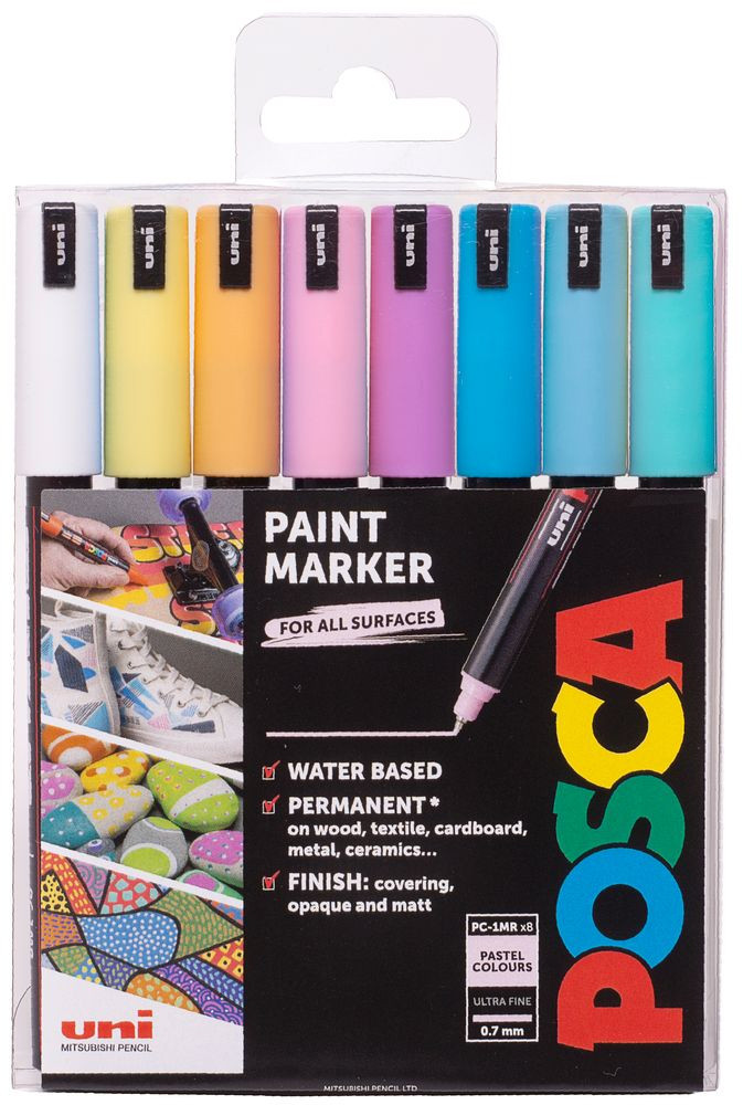 Uni Posca Marker Ultra Fine Tip PC-1MR 8 Piece Starter Set