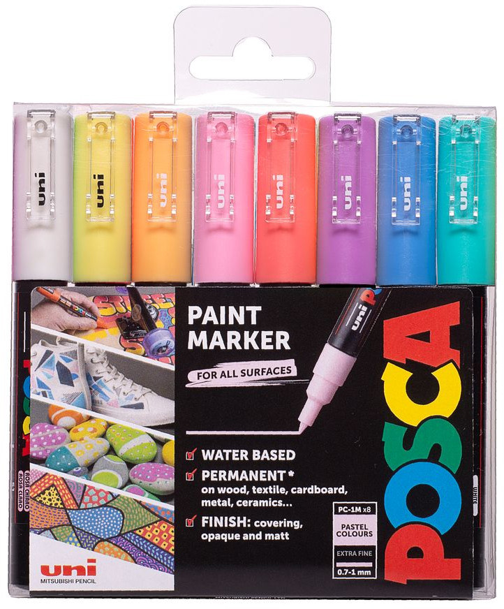 Pack 8 rotuladores POSCA 1M - Colores pastel - Three Feelings