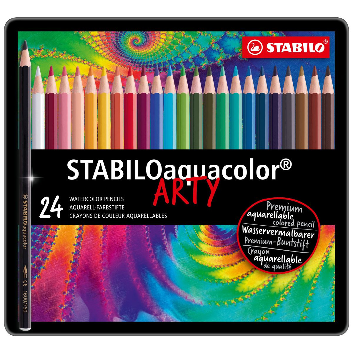 STABILOaquacolor Colouring Pencil - ARTY -Tin of 24 - Assorted Colours