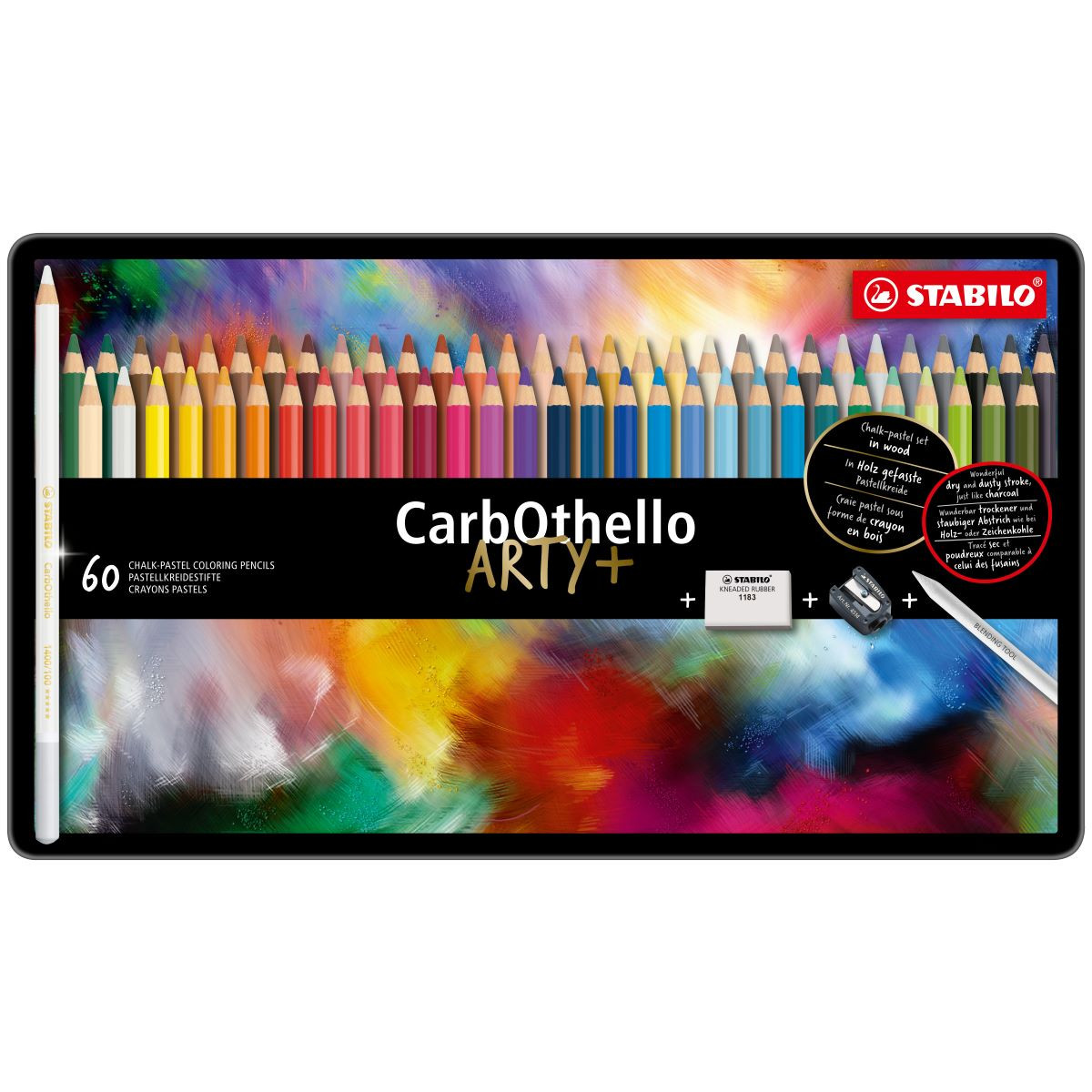 STABILO Carbothello Colouring Pencils - ARTY- Assorted Colours (Tin of 60)