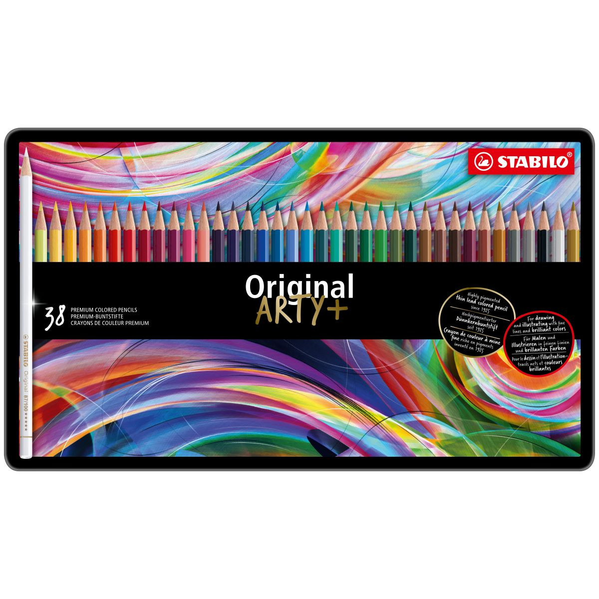 STABILO Original Colouring Pencils - ARTY - Assorted Colours (Tin of 38)
