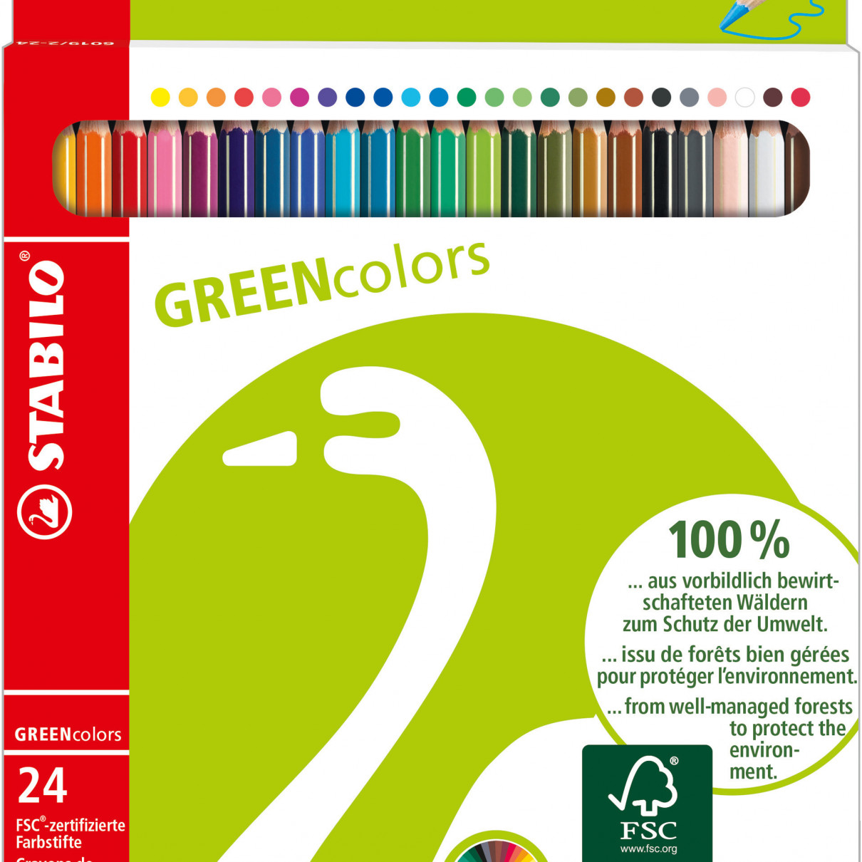 STABILO GREENcolors Colouring Pencil - Wallet of 24 - Assorted Colours