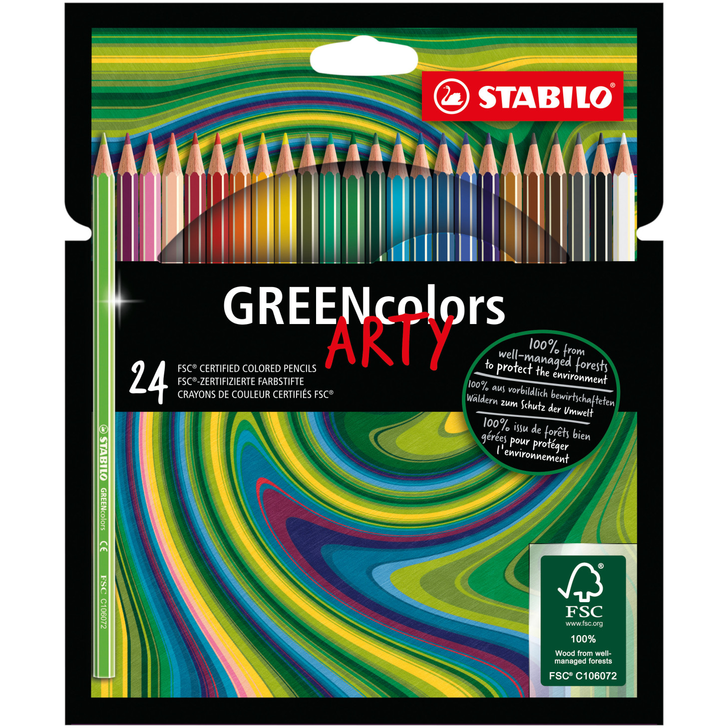 STABILO GREENcolors ARTY Colouring Pencil - Wallet of 24 - Assorted Colours