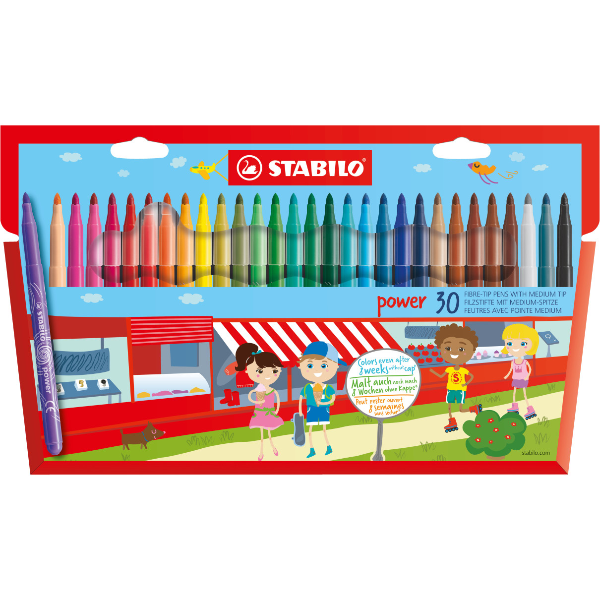 STABILO power Fibre Tip Pen - Wallet of 30 - Assorted colours