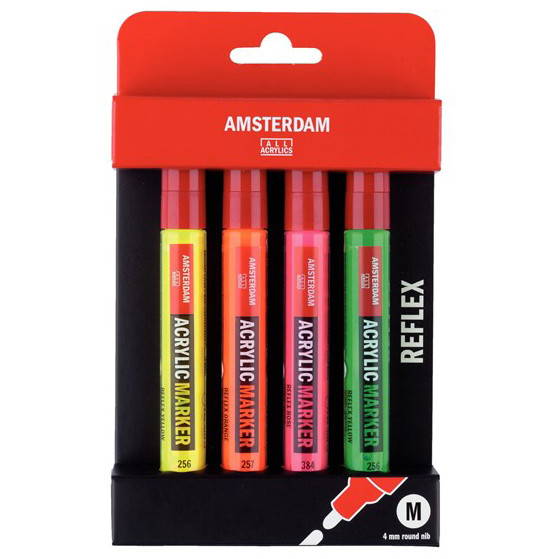 Amsterdam All Acrylics Paint Marker - Medium - Reflex Set (Pack of 4)