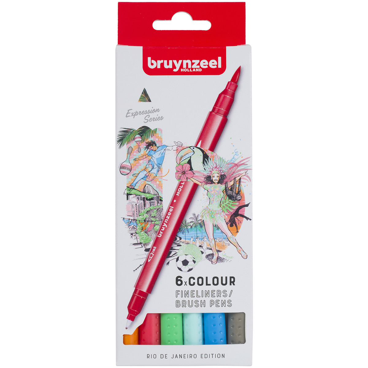 Bruynzeel Fineliner Brushpen Set - Rio Colours (Pack of 6)