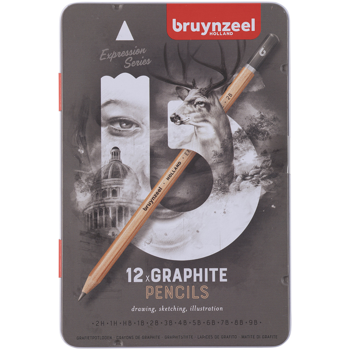 Bruynzeel Expression Graphite Pencils - Assorted Grades (Tin of 12)