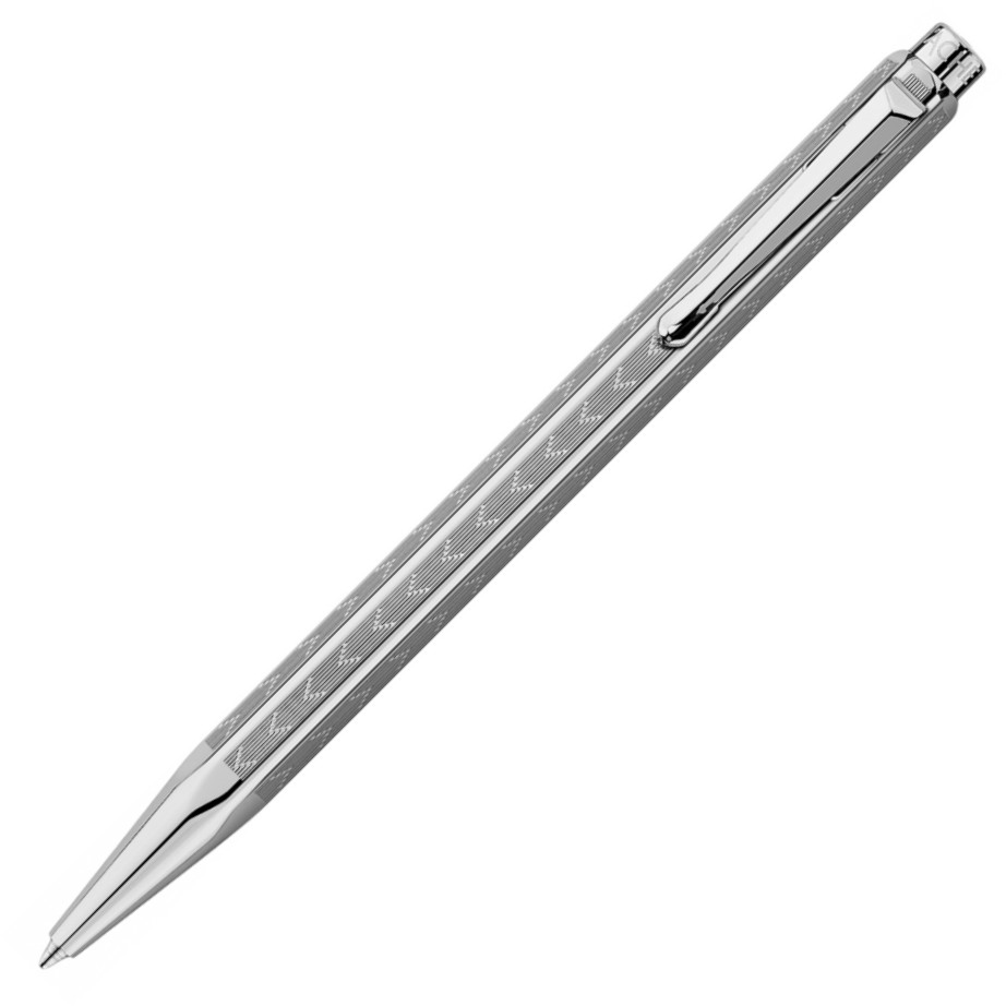 Caran d'Ache Ecridor Ballpoint Pen - 'Chevron' Silver Plated