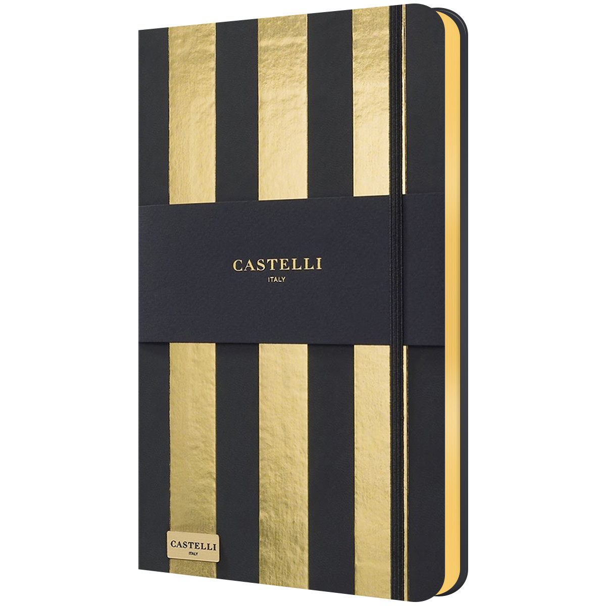 Castelli Hardback Medium Notebook - Ruled - Stripes Gold
