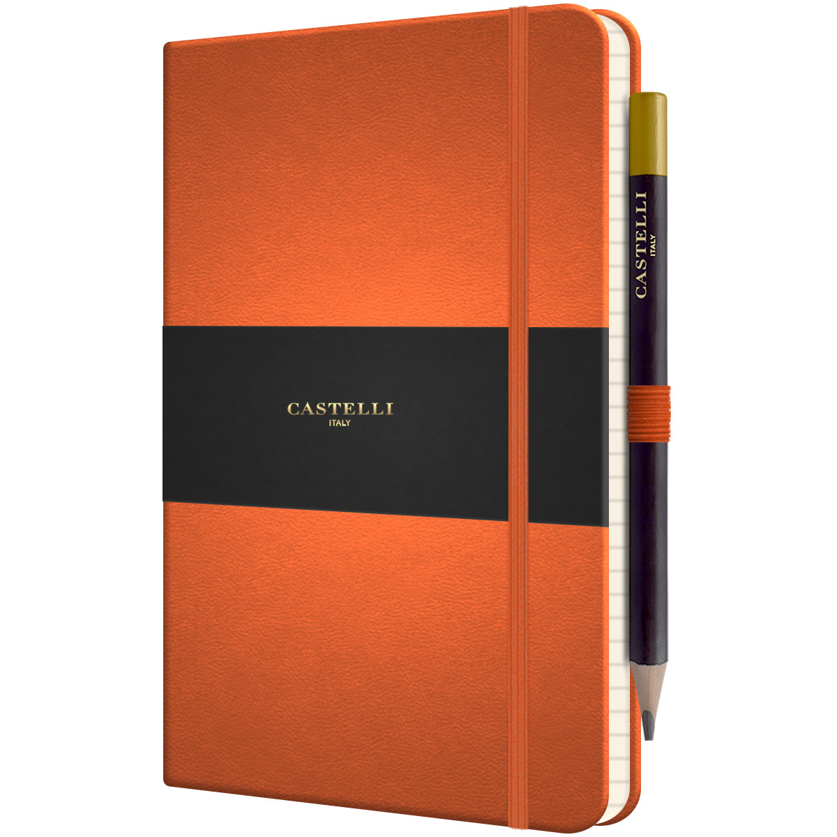 Castelli Tuscon Hardback Medium Notebook - Ruled - Orange