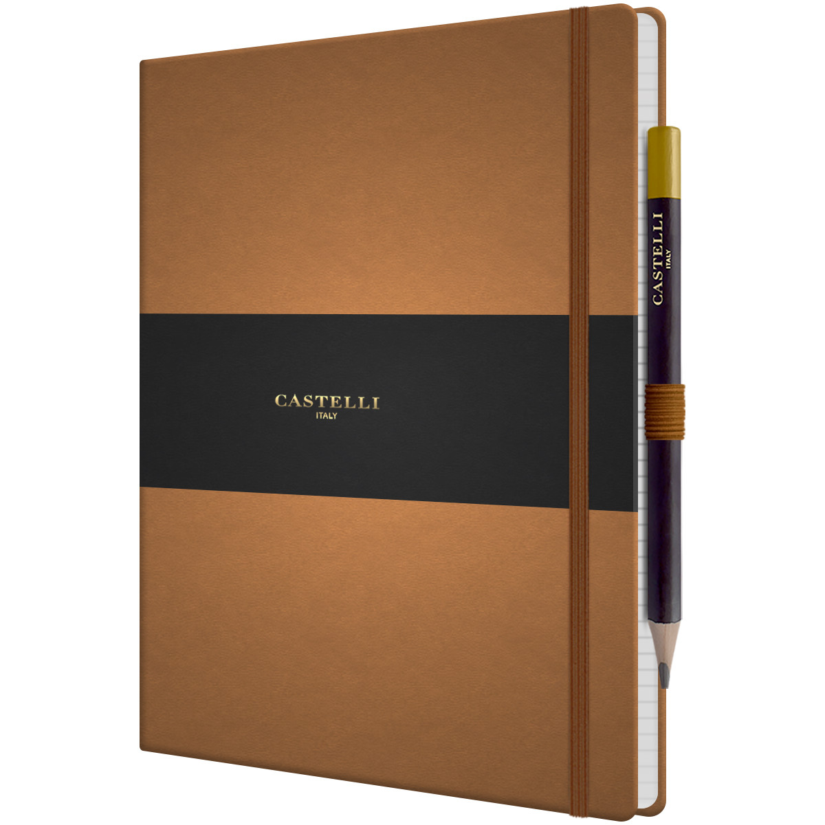 Castelli Tucson Hardback Large Notebook - Ruled - Chestnut