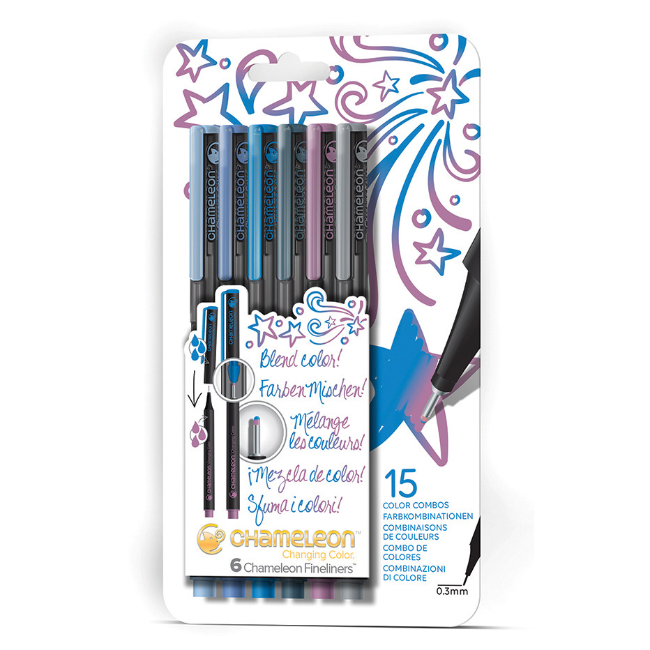 Chameleon Fineliner Pens - Cool Colours (Pack of 6)