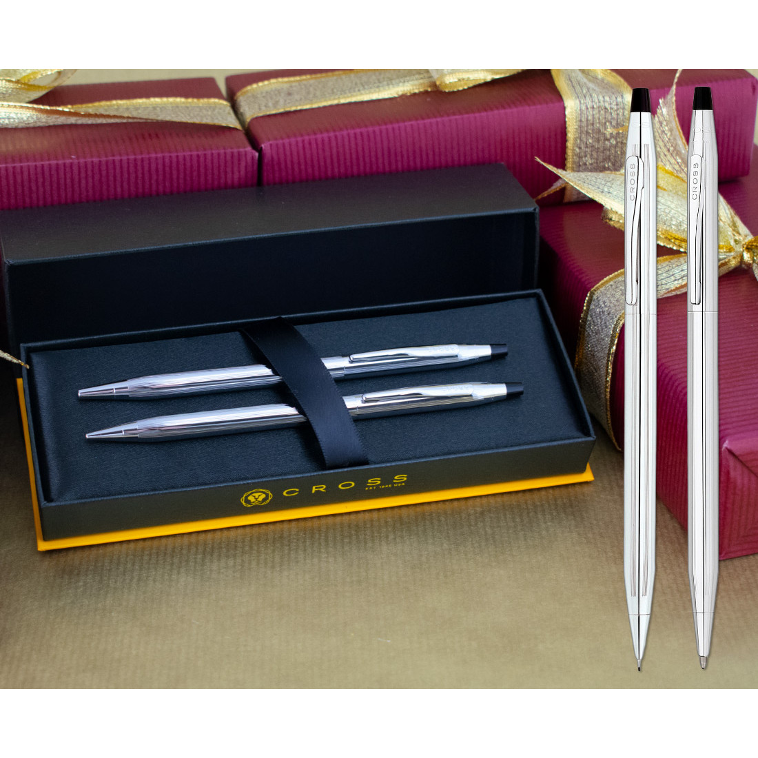 Cross Classic Century Lustrous Chrome Pen and Pencil Set