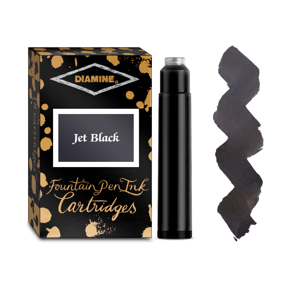 Diamine Ink Cartridge - Jet Black (Pack of 18)