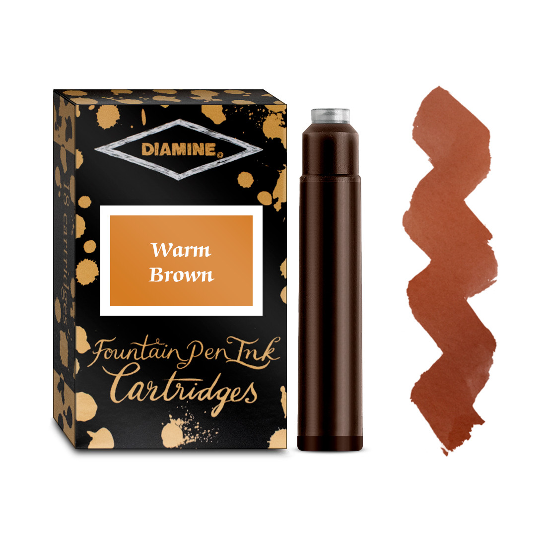 Diamine Ink Cartridge - Warm Brown (Pack of 18)