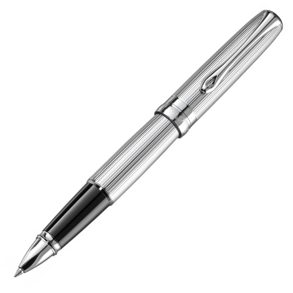 Diplomat Excellence A2 Rollerball Pen - Guilloche Lined Chrome