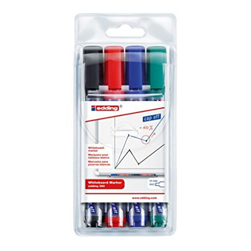 Edding 360 Whiteboard Markers - Assorted Colours (Wallet of 4)