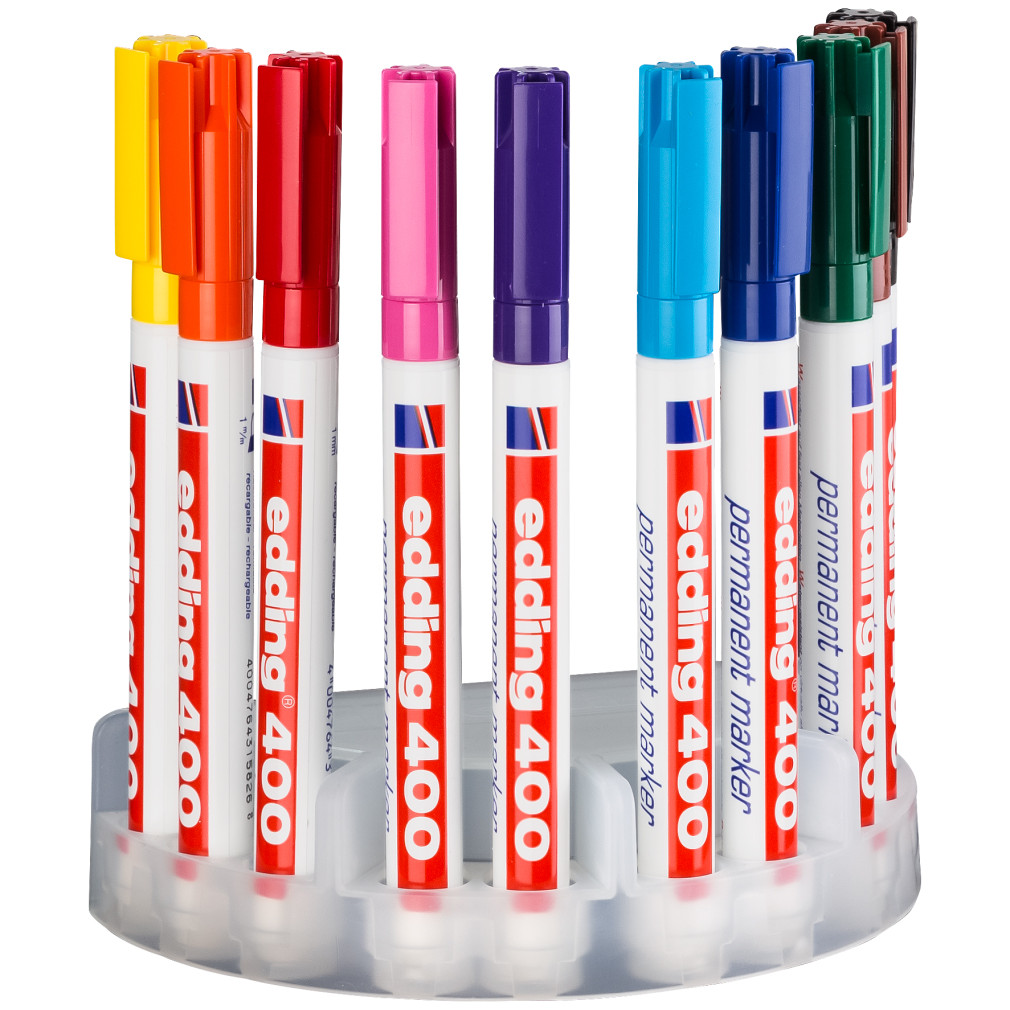 Edding 400 Permanent Markers - Assorted Colours (Marker System of 10)
