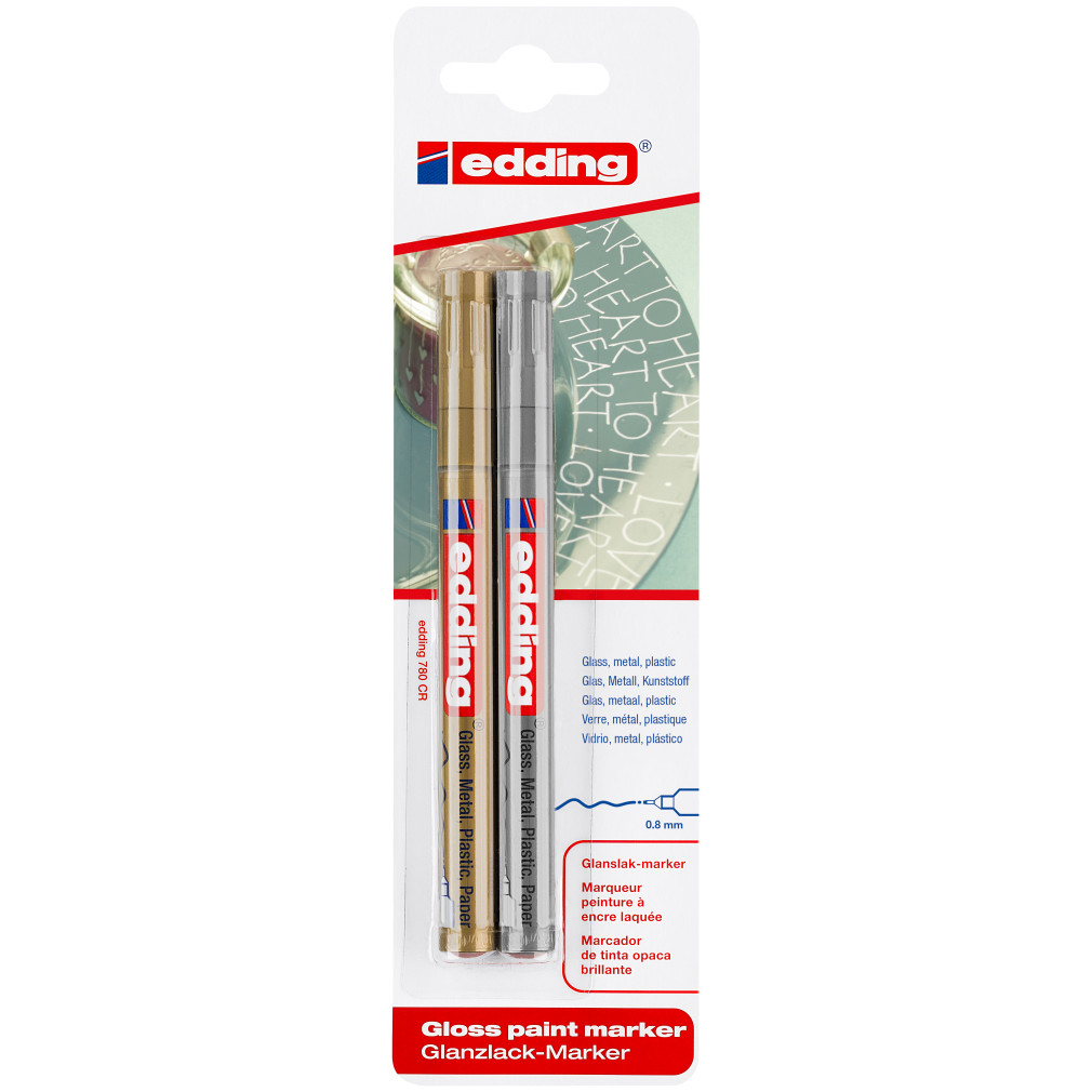 Edding 780 Gloss Paint Markers - Gold & Silver (Blister of 2)
