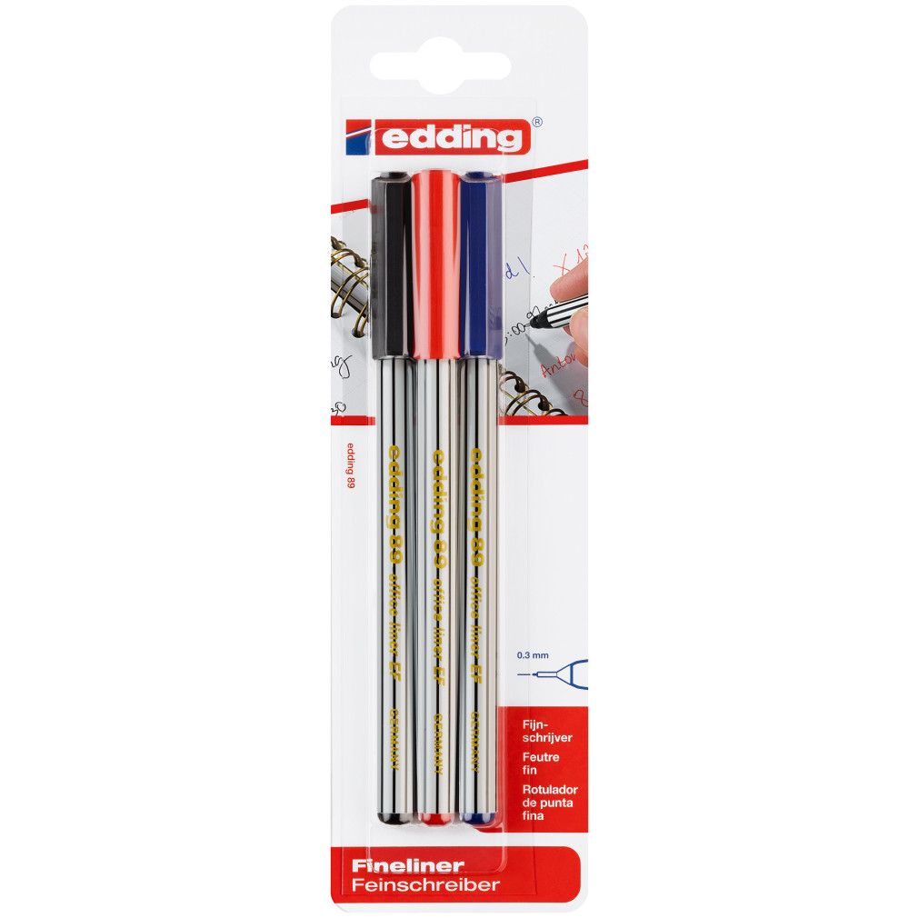 Edding 89 Office Liners - Assorted Colours (Blister of 3)