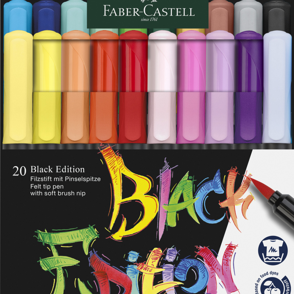 Faber-Castell Black Edition Brush Pen - Box of 20