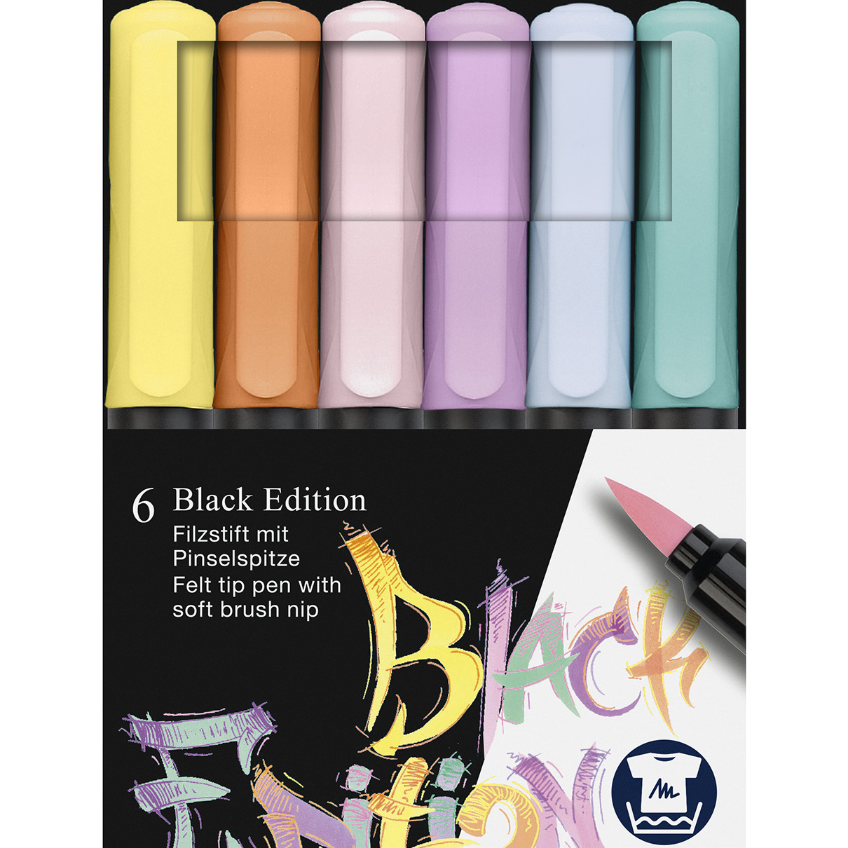 Faber-Castell Black Edition Brush Pen - Pastel (Pack of 6)